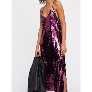 Free People Paillette Party Midi Slip Dress small NWOT